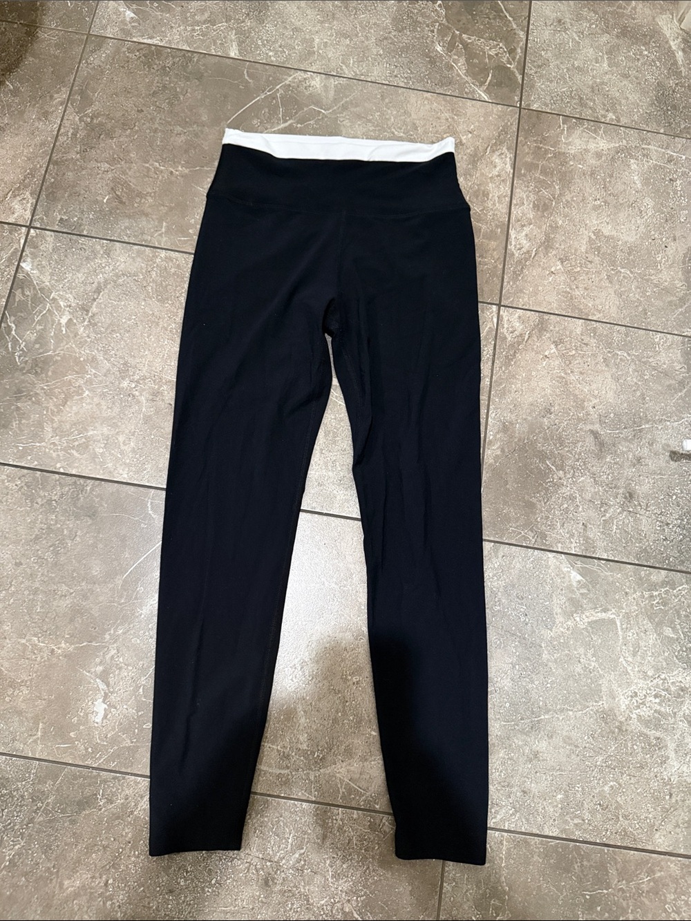 Carbon38 Black Leggings with White Waistband